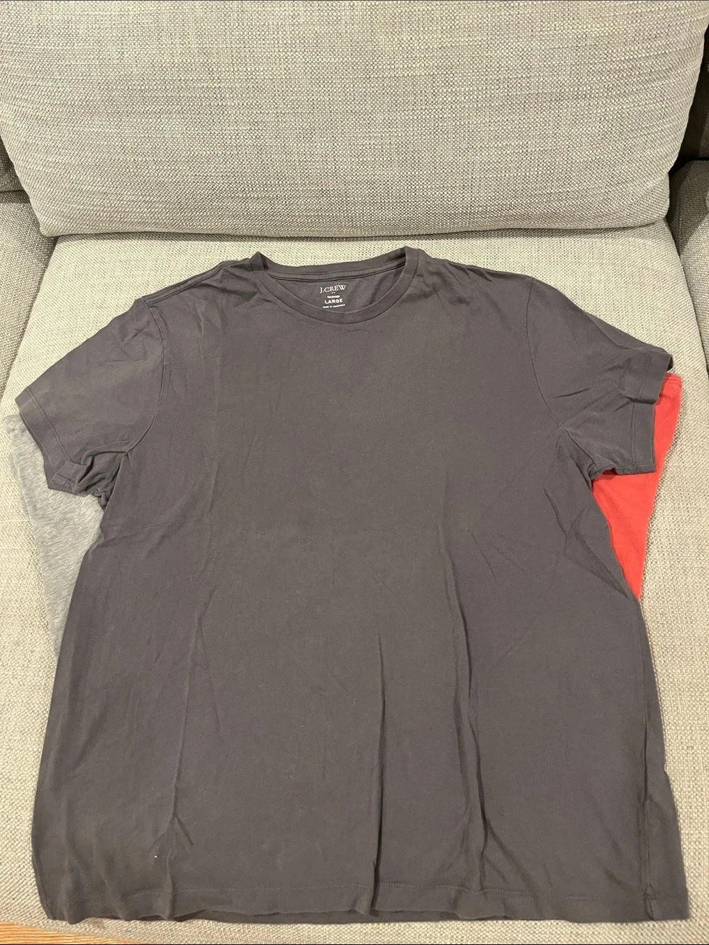 J. Crew Men’s Short-Sleeve Tee Set - Red, Gray, Charcoal Size Large 100% Cotton